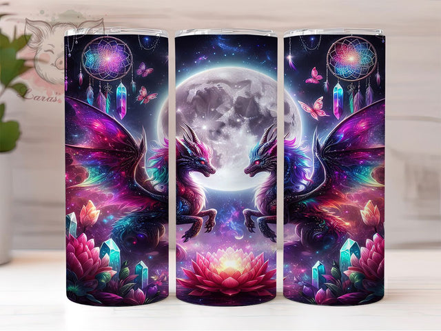 Mystic Dragon Dreamcatcher Tumbler, Galaxy Lotus Design, Mystic Dragon Art, 20Oz Sublimation Wrap, Cosmic Lotus Print, Fantasy Dreamcatcher Theme, Tumbler Sublimation Sublimation Lara' s Designs 