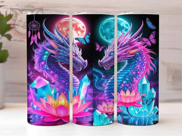 Mystic Dragon Dreamcatcher Tumbler, Galaxy Lotus Design, Mystic Dragon Art, 20Oz Sublimation Wrap, Cosmic Lotus Print, Fantasy Dreamcatcher Theme, Tumbler Sublimation Sublimation Lara' s Designs 