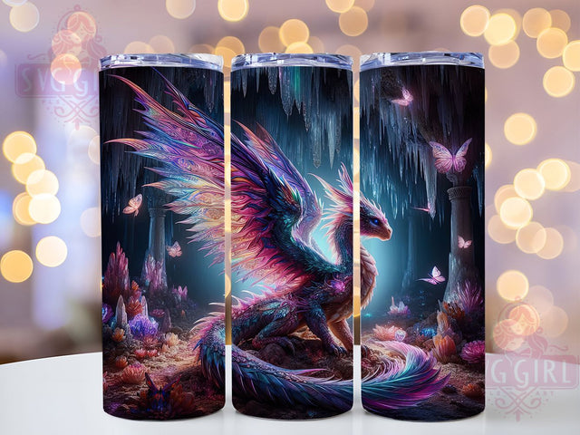 Mystic Dragon Dreamcatcher Tumbler, Mystic Dragon Pattern, Boho Dragon Design, 20Oz Sublimation Wrap, Fantasy Dreamcatcher Art, Dragon Spirit Texture, Tumbler Sublimation Sublimation SvggirlplusArt 