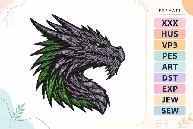 Mystic Dragon Head Crest Embroidery Design Embroidery/Applique DESIGNS sg embroidery 
