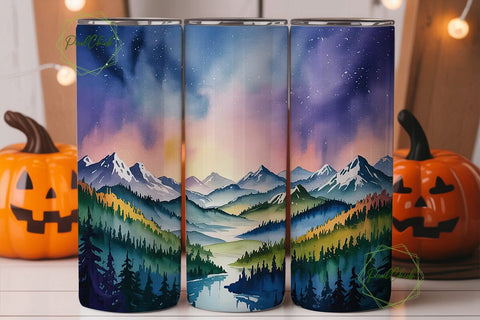 Mystic Forest Night 20oz Tumbler Wrap Sublimation PixelChick 