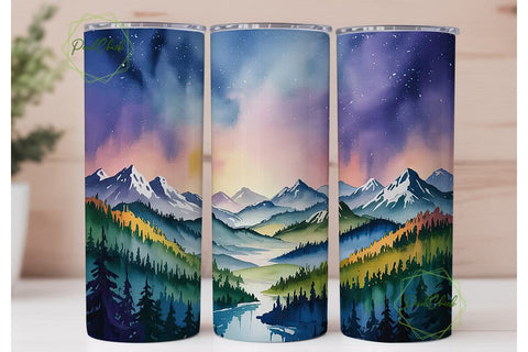 Mystic Forest Night 20oz Tumbler Wrap Sublimation PixelChick 