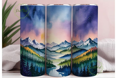 Mystic Forest Night 20oz Tumbler Wrap Sublimation PixelChick 