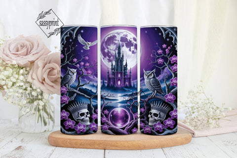 Mystic Moonlight Owl Skull 20oz Tumbler Sublimation sassyprint 