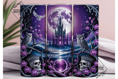 Mystic Moonlight Owl Skull 20oz Tumbler Sublimation sassyprint 