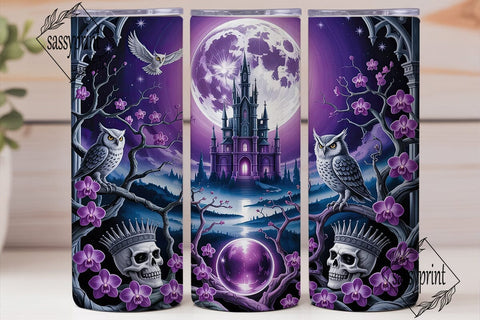 Mystic Moonlight Owl Skull 20oz Tumbler Sublimation sassyprint 