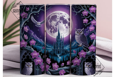 Mystic Moonlight Owl Skull 20oz Tumbler Sublimation sassyprint 