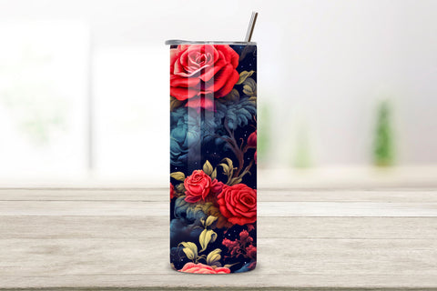 Mystic Moonlight Rose Tumbler Wrap, 3D Seamless Wrap PNG Sublimation FloridPrintables 