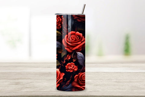 Mystic Moonlit Roses Tumbler Wrap, 3D Seamless PNG Sublimation FloridPrintables 