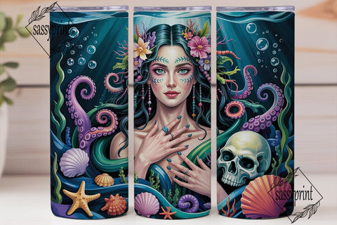 Mystic Ocean Goddess Tumbler Wrap PNG Sublimation sassyprint 