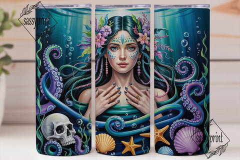 Mystic Ocean Goddess Tumbler Wrap PNG Sublimation sassyprint 
