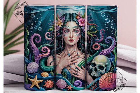 Mystic Ocean Goddess Tumbler Wrap PNG Sublimation sassyprint 