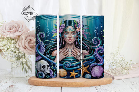 Mystic Ocean Goddess Tumbler Wrap PNG Sublimation sassyprint 