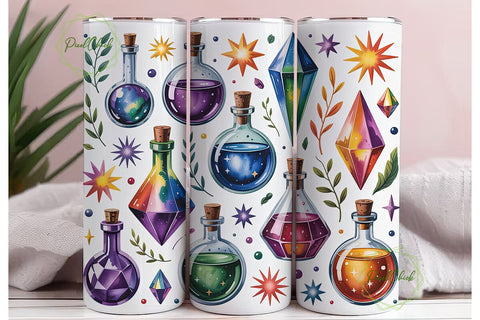Mystic Potion Bottles Skinny Tumbler Sublimation PixelChick 