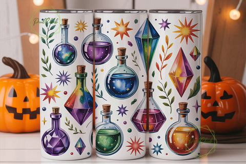 Mystic Potion Bottles Skinny Tumbler Sublimation PixelChick 