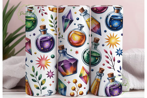 Mystic Potion Bottles Skinny Tumbler Sublimation PixelChick 