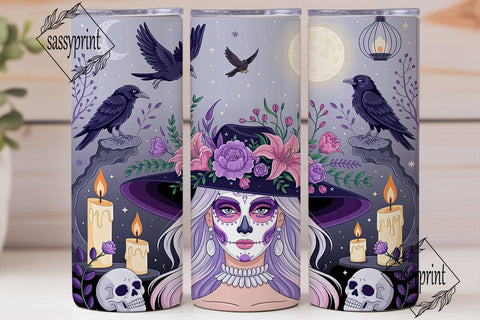 Mystic Purple Sugar Skull 20oz Tumbler Sublimation sassyprint 