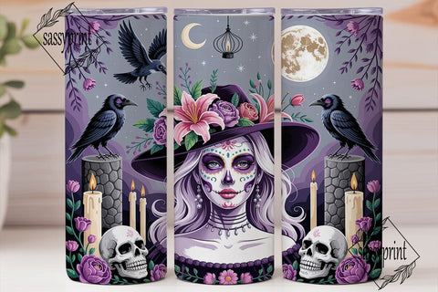 Mystic Purple Sugar Skull 20oz Tumbler Sublimation sassyprint 