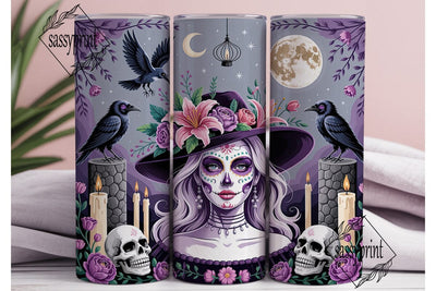 Mystic Purple Sugar Skull 20oz Tumbler Sublimation sassyprint 