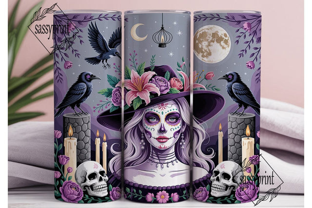 Mystic Purple Sugar Skull 20oz Tumbler Sublimation sassyprint 