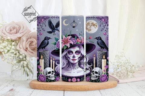 Mystic Purple Sugar Skull 20oz Tumbler Sublimation sassyprint 
