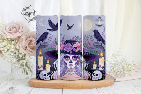 Mystic Purple Sugar Skull 20oz Tumbler Sublimation sassyprint 
