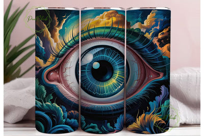 Mystic Teal Eye 20oz Tumbler Wrap Sublimation PixelChick 