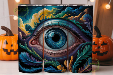 Mystic Teal Eye 20oz Tumbler Wrap Sublimation PixelChick 