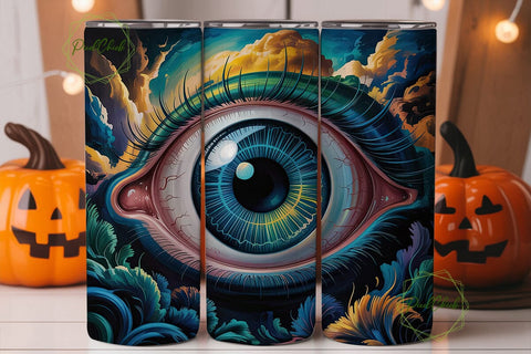 Mystic Teal Eye 20oz Tumbler Wrap Sublimation PixelChick 