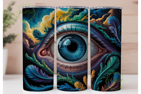 Mystic Teal Eye 20oz Tumbler Wrap Sublimation PixelChick 