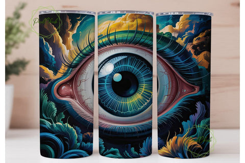 Mystic Teal Eye 20oz Tumbler Wrap Sublimation PixelChick 