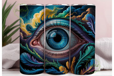 Mystic Teal Eye 20oz Tumbler Wrap Sublimation PixelChick 