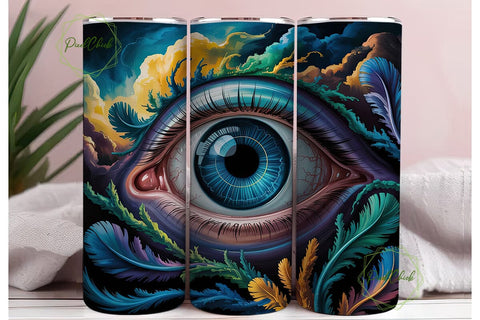 Mystic Teal Eye 20oz Tumbler Wrap Sublimation PixelChick 