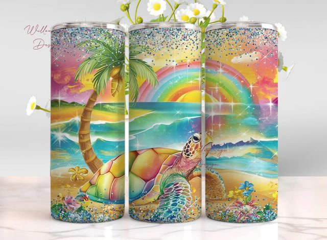 Mystic Turtle Tumbler Wrap Sea Turtle Tumbler Wrap Commercial Use Colorful Sparkle Sea Turtle png Tumbler Sublimation Design Sublimation WillowSageDesign 