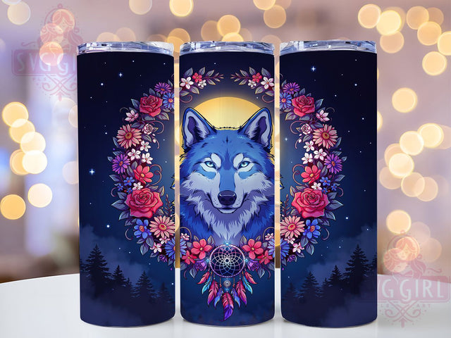 Mystic Wolf Moonlight 20oz Tumbler, Wolf Moonlight, Mystic Design, Celestial Theme, Sublimation Wrap, 20oz Tumbler, Spiritual Aesthetic, Enchanted Charm Sublimation SvggirlplusArt 
