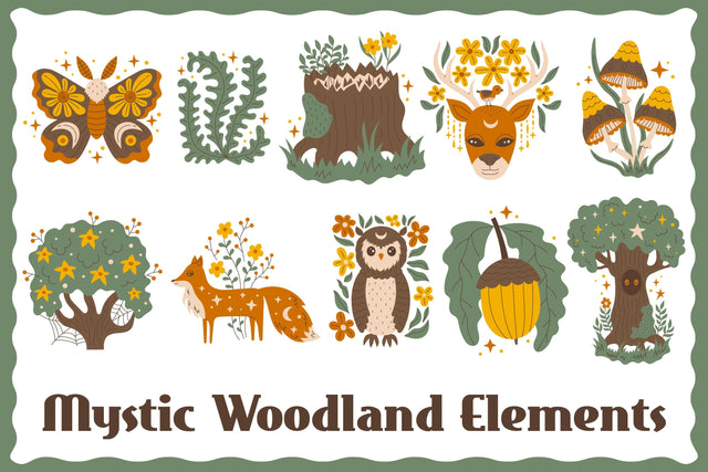 Mystic Woodland Elements PNG Clipart Sublimation Rin Green 