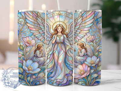 Mystical Angel Flowers 20oz Tumbler, Angel Flowers, Mystical Design, Spiritual Charm, Elegant Style, Heavenly Vibes, 20oz Wrap, Sublimation Tumbler Sublimation ToriDesigns 