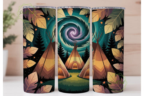 Mystical Autumn Teepees 20oz Tumbler Sublimation PixelChick 