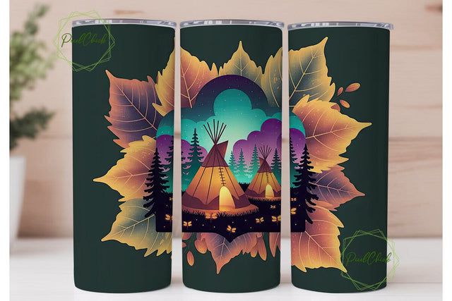 Mystical Autumn Teepees 20oz Tumbler Sublimation PixelChick 