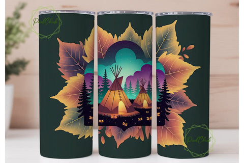 Mystical Autumn Teepees 20oz Tumbler Sublimation PixelChick 