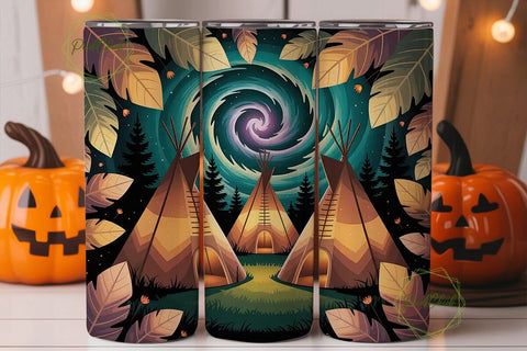 Mystical Autumn Teepees 20oz Tumbler Sublimation PixelChick 