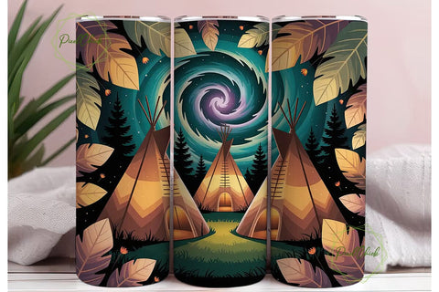 Mystical Autumn Teepees 20oz Tumbler Sublimation PixelChick 