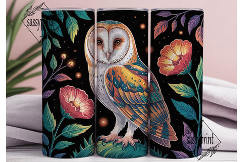 Mystical Barn Owl 20oz Tumbler Wrap Sublimation sassyprint 