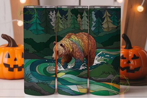 Mystical Bear 20oz Tumbler Wrap Sublimation PixelChick 