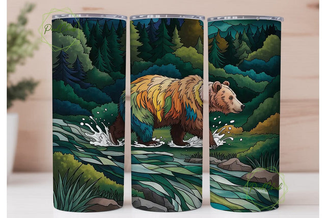 Mystical Bear 20oz Tumbler Wrap Sublimation PixelChick 
