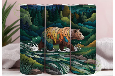 Mystical Bear 20oz Tumbler Wrap Sublimation PixelChick 
