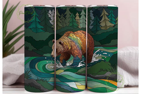 Mystical Bear 20oz Tumbler Wrap Sublimation PixelChick 