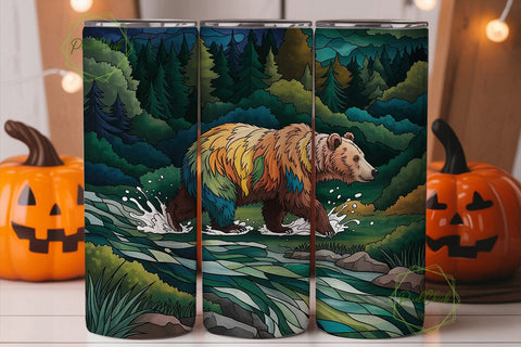 Mystical Bear 20oz Tumbler Wrap Sublimation PixelChick 