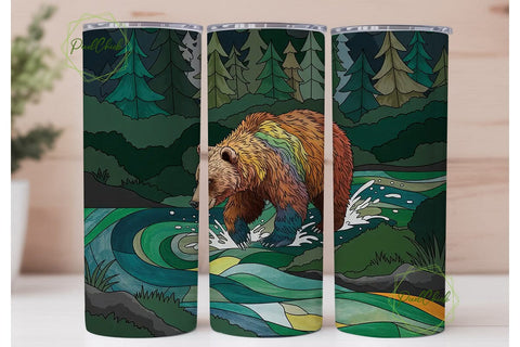 Mystical Bear 20oz Tumbler Wrap Sublimation PixelChick 