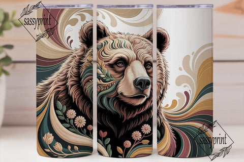 Mystical Bear 20oz Tumbler Wrap Sublimation sassyprint 